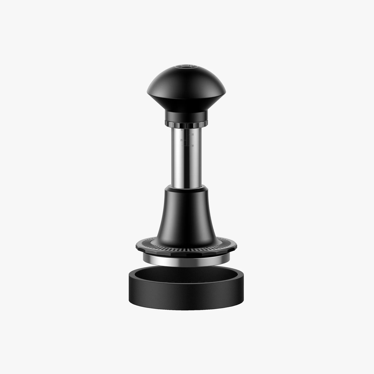 ZeroHero Tamper 58mm Black Adjust with base, precision espresso tamper with adjustable feature.