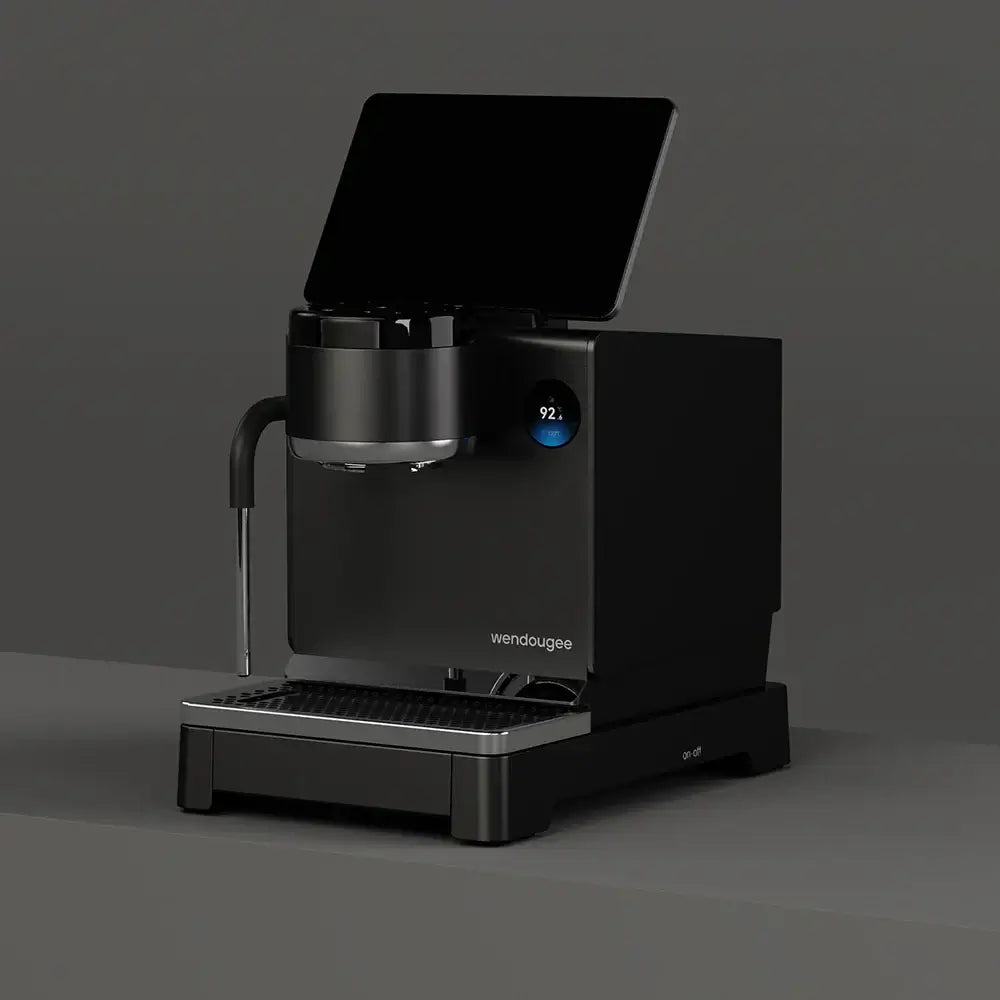Wendougee LITA LA Espresso Machine on a sleek countertop with a digital display.