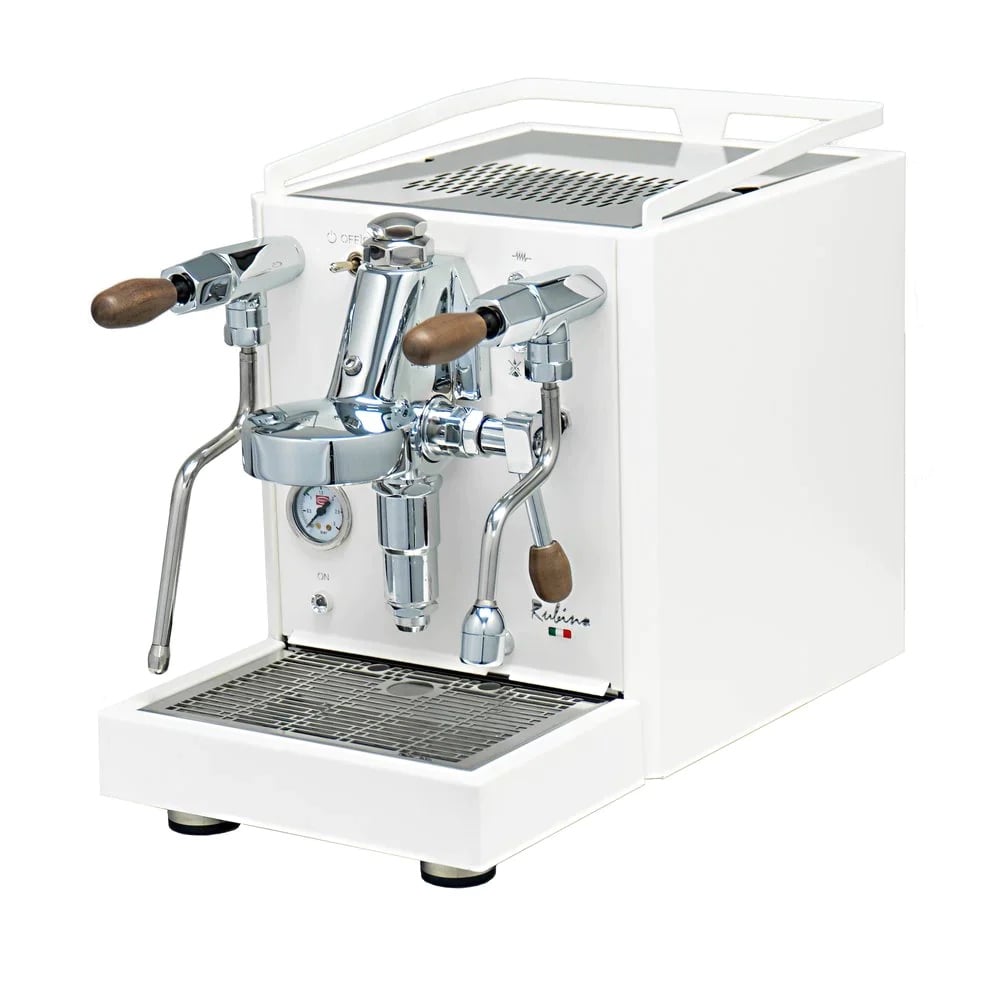 Quick Mill Rubino White Coffee Machine with Flick Levers
