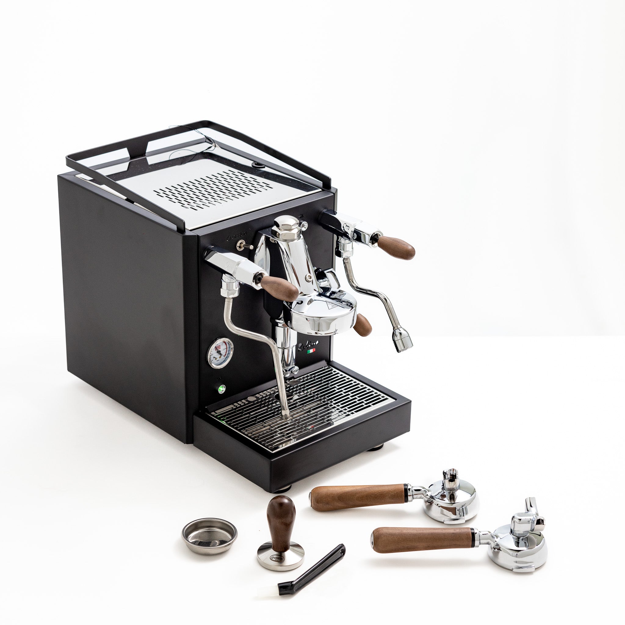 Quick Mill Rubino Schwarz Espresso Coffee Machine with Flick Levers