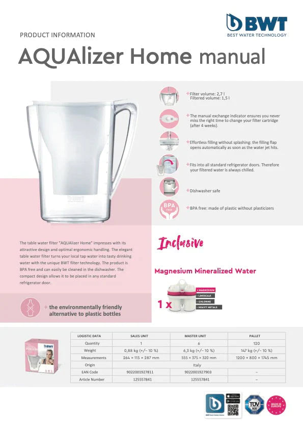 BWT Filter Jug (Includes a Filter) (Code No: 125557841)