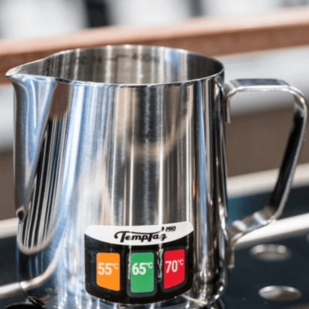 Colour Changing Temperature Tag for Metal Milk Jugs (Indicates Ideal Milk Temperature) - {{ Espresso_Connect }}