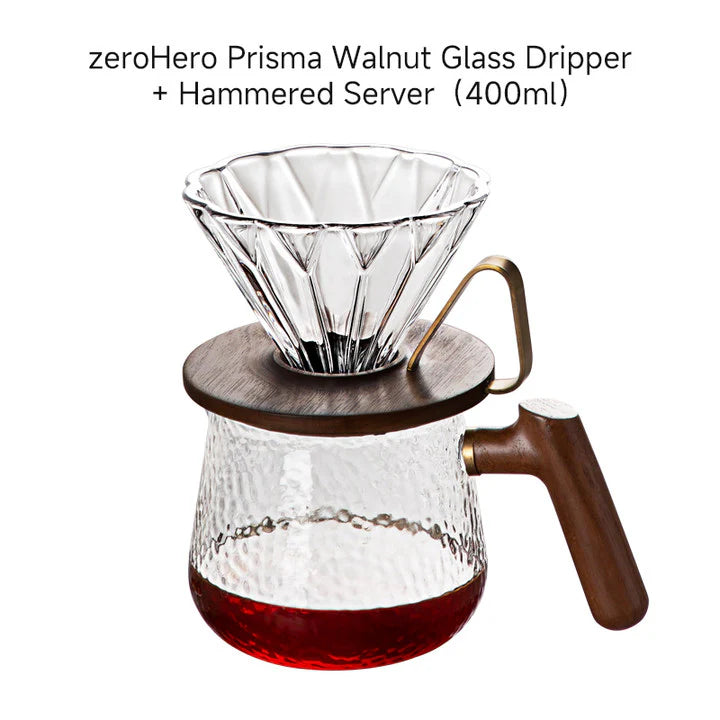 ZeroHero Prisma Glass Dripper 1-2cups Walnut