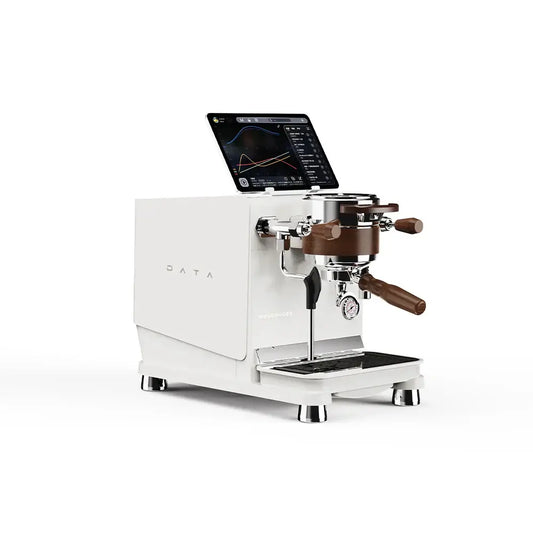 Wendougee DATA-S Semi-Automatic Espresso Machine White with dual boiler and touchscreen display.