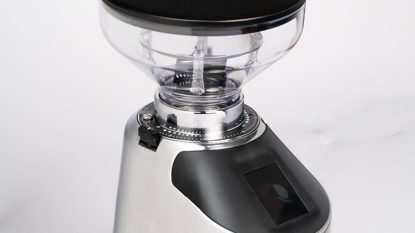 Quamar Nemo QE Black Coffee Grinder showcasing its sleek design and innovative features.