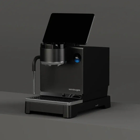 Wendougee LITA LA Espresso Machine on a sleek countertop with a digital display.