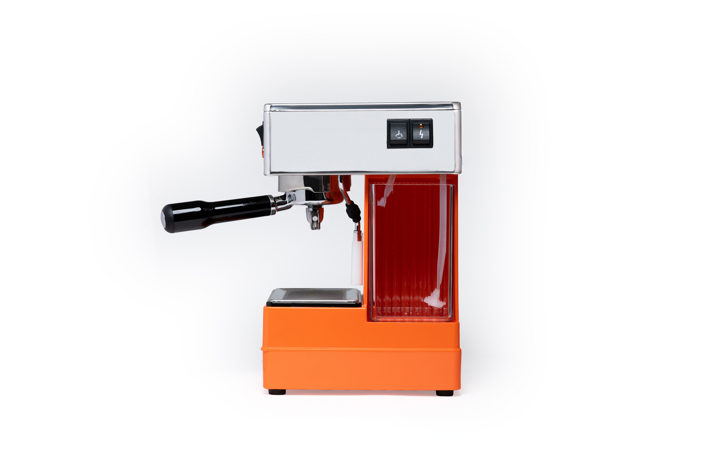 Quick Mill Limited Edition Stretta Orange espresso machine with a bold orange finish.