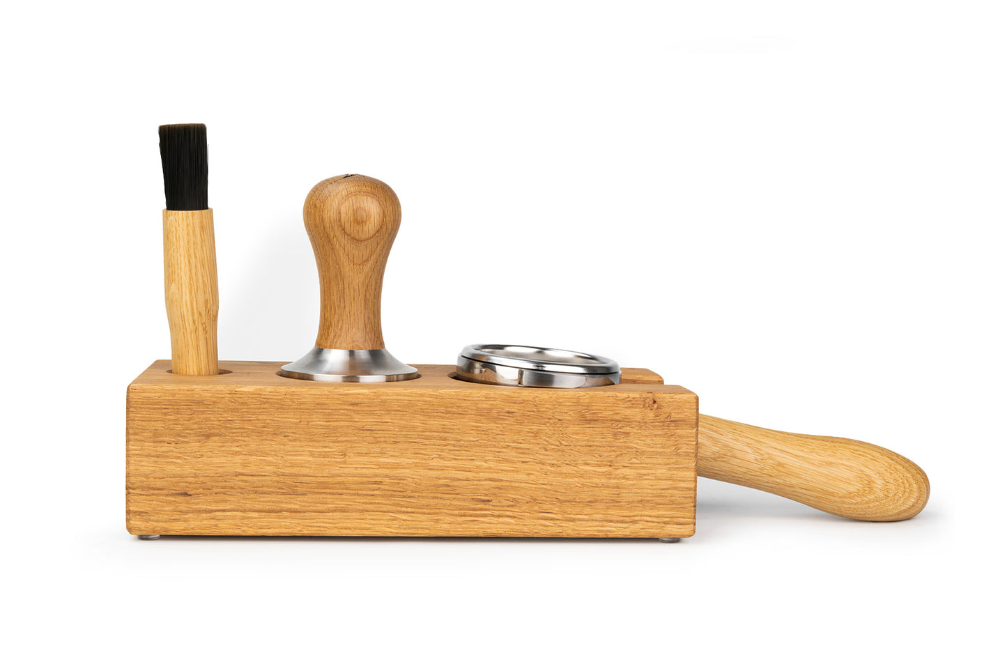 Brewspire Tamping Block Trio Oak (lengthwise)