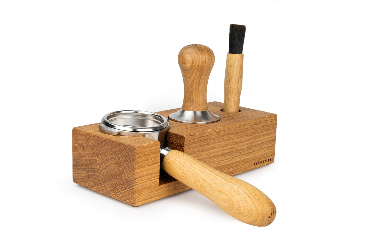 Brewspire Tamping Block Trio Oak (crosswise)