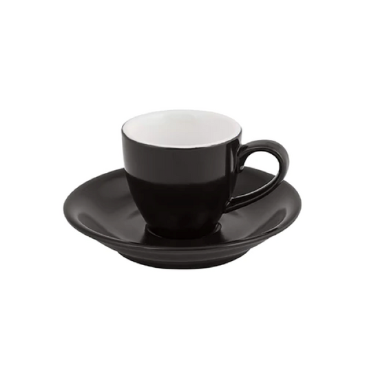 Quantum Latte Cup and Saucer 80ml Matte Black