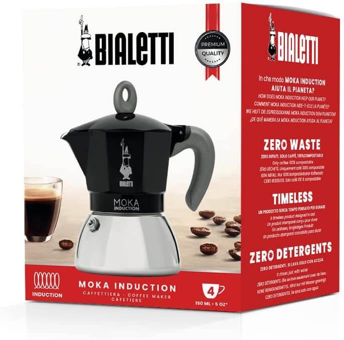 Bialetti Moka Induction Stovetop Coffee Maker (4 Cup) - Black - {{ Espresso_Connect }}