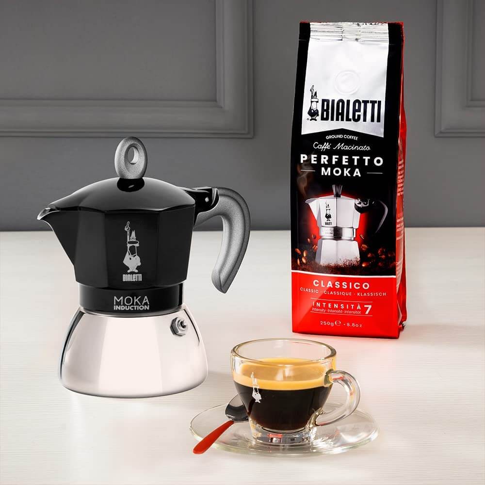 Bialetti Moka Induction Stovetop Coffee Maker (4 Cup) - Black - {{ Espresso_Connect }}
